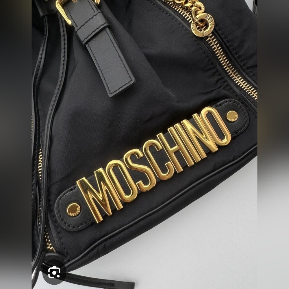 Moschino Black Bucket Bag with Gold Details